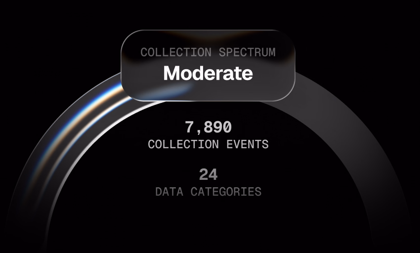 Frontend data map showing collection spectrum and event counts